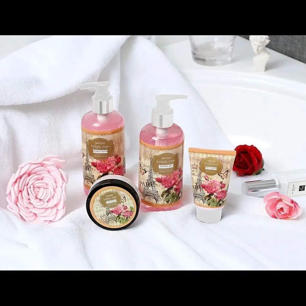 Draizee British Rose Bath Set